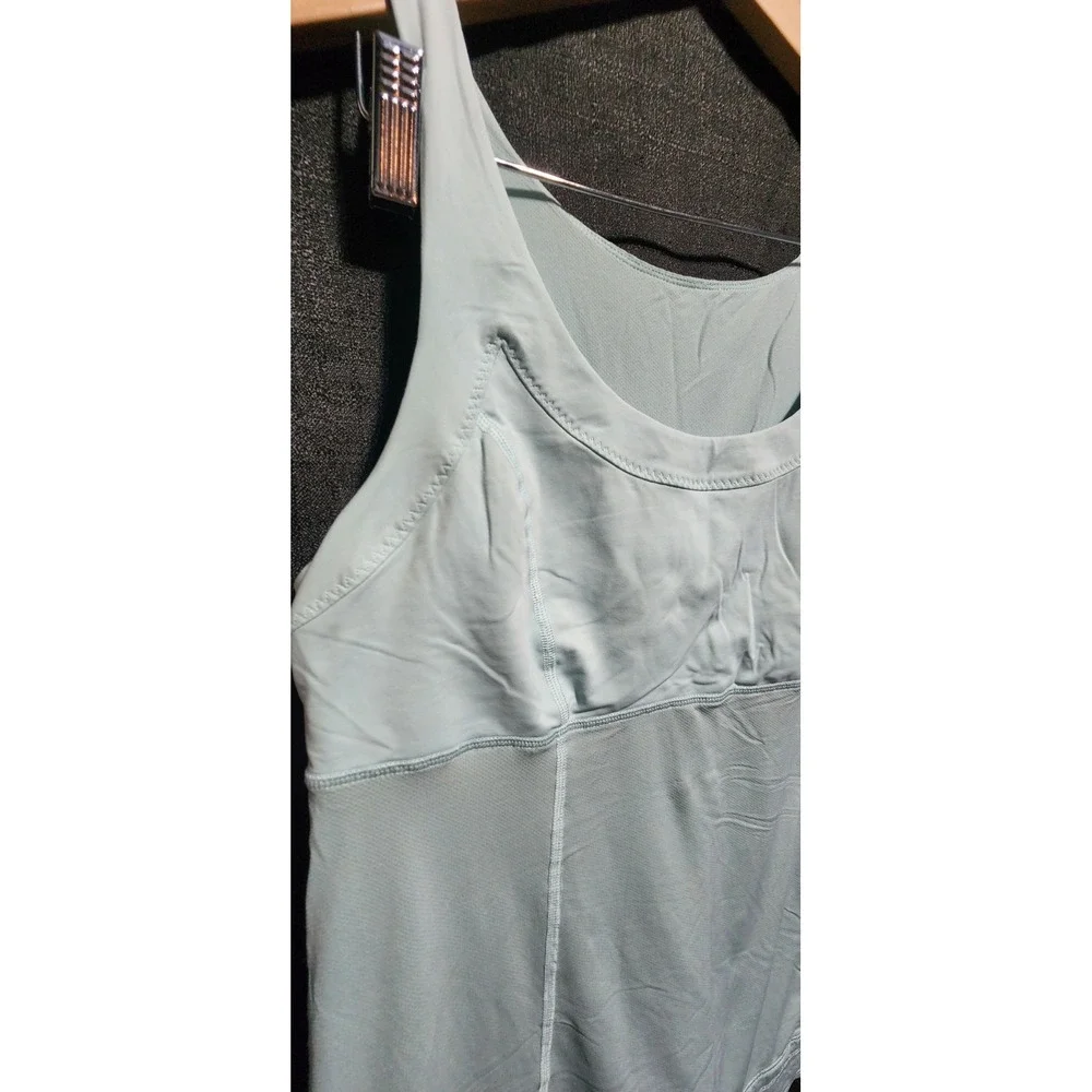 Lululemon Run Ta Ta Topper Tank Blue Aquamarine Drawstring Hem Cinch Waist Sz 12
